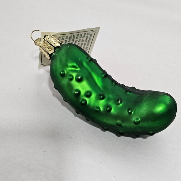Old World Christmas Pickle Ornament 3" blown glass green holiday 1990s nostalgia - Picture 5 of 7